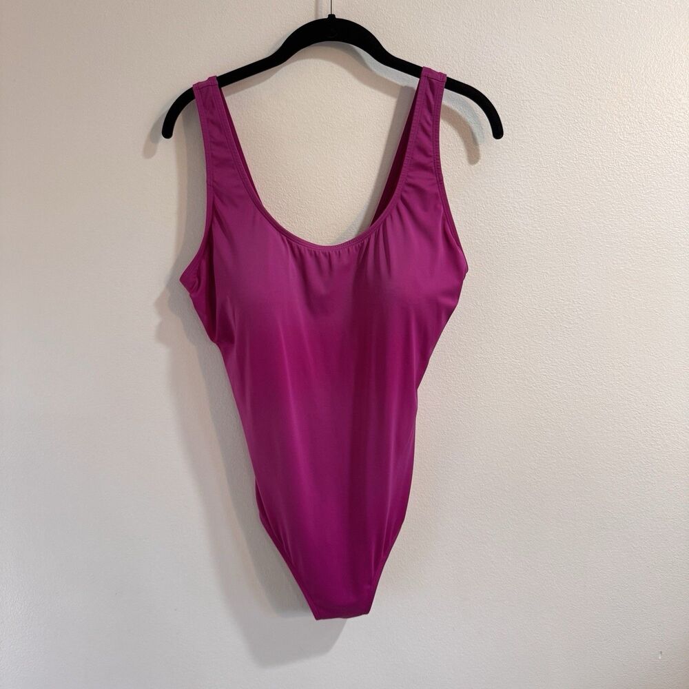 L.L. Bean Swimsuit One Piece 18R Fuschia Pink Purple Padded UPF 50+ Preppy